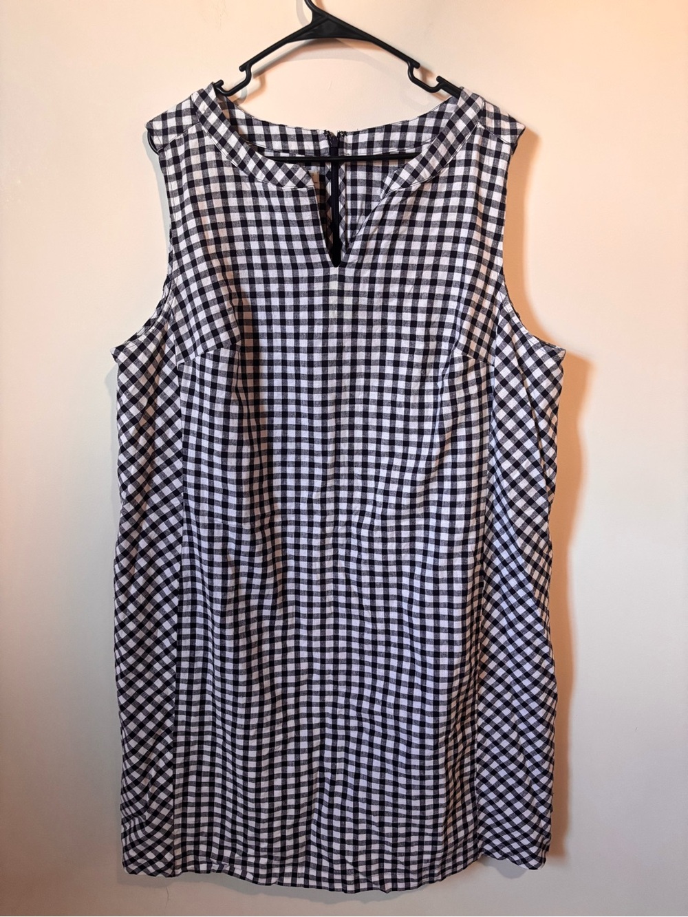 Talbots Black & White Gingham Sleeveless Shift Dress